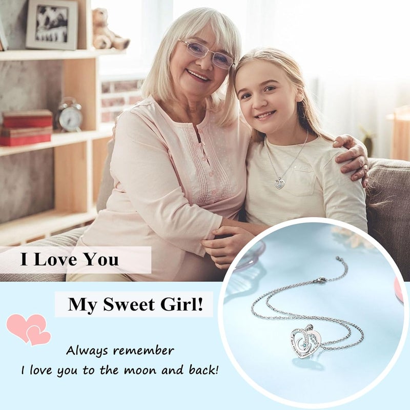 UPROMI To My Granddaughter/Daughter/Niece Gifts Necklace, Valentines Christmas Birthday Gifts, I Love You to The Moon and Back - Image 2